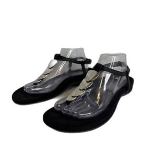 Vionic Sandals Womens Size 9.5 Black Thong T-Strap Comfort Silver Embellished